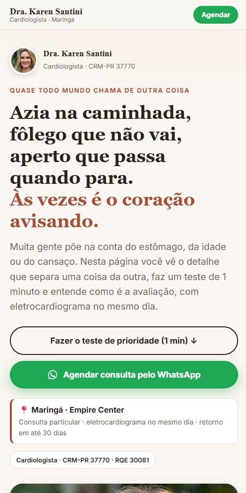 Página da Dra. Karen Santini sobre sintomas do coração
